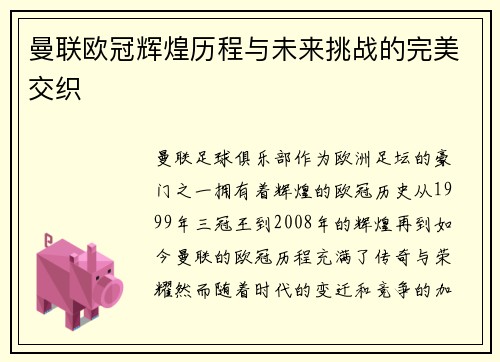 曼联欧冠辉煌历程与未来挑战的完美交织